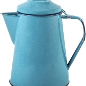 Cinsa Enamelware Coffee Pot (Turquoise Color) - 8 Cups - Camping Essentials - Hot Water for Coffee and Tea - Light and Resistant