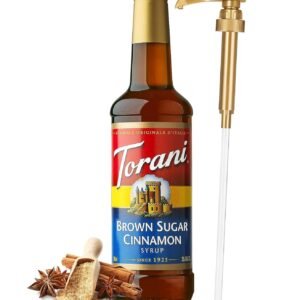 Brown Sugar Cinnamon Syrup for Coffee 25.4 Ounces Coffee Flavoring Torani Brown Sugar Syrup with Little Squirt Coffee Syrups Pump