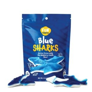 Funtasty Blue Sharks Gummy Candy - 11 Ounce Bag - Blue Raspberry Marshmallow Flavor Visit the FUNTASTY Store