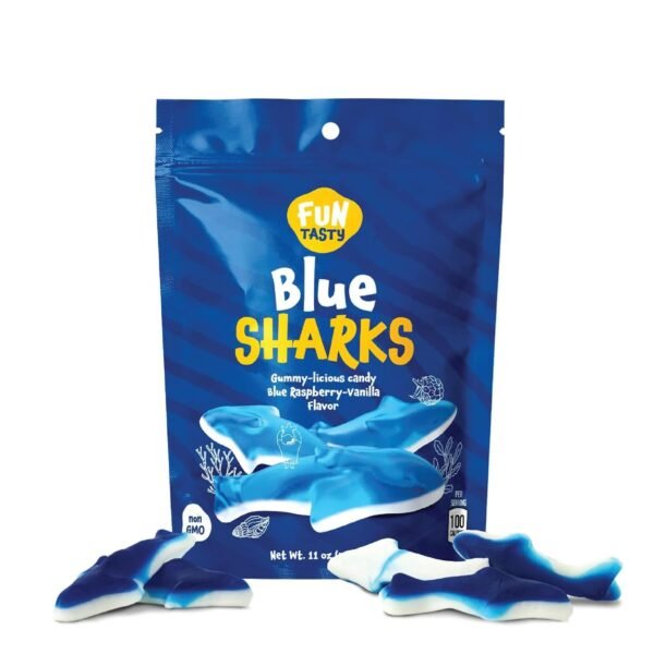 Funtasty Blue Sharks Gummy Candy - 11 Ounce Bag - Blue Raspberry Marshmallow Flavor Visit the FUNTASTY Store